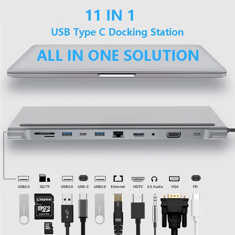 11 in 1 Hub laptop expansion dock